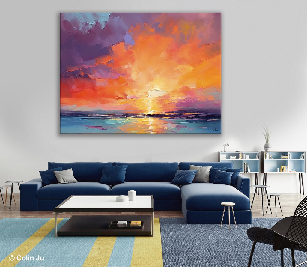 Large Wall Art Ideas for Bedroom, Landscape Canvas Painting, Heavy Tex