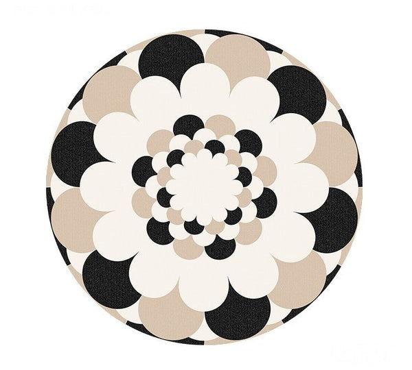 Abstract Contemporary Round Rugs under Chairs, Circular Area Rugs for Bedroom, Modern Rugs for Dining Room, Flower Pattern Modern Rugs for Living Room-artworkcanvas