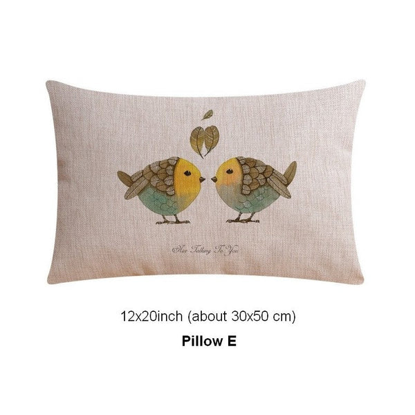 Love Birds Throw Pillows for Couch, Simple Decorative Pillow Covers, Decorative Sofa Pillows for Children's Room, Singing Birds Decorative Throw Pillows-artworkcanvas