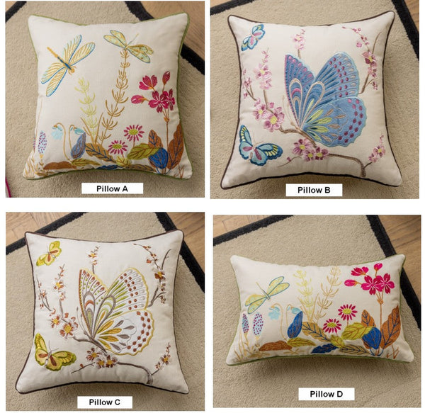 Butterfly Dragonfly Cotton and linen Pillow Cover, Modern Decorative Pillows for Couch, Decorative Throw Pillows for Living Room, Decorative Sofa Pillows-artworkcanvas