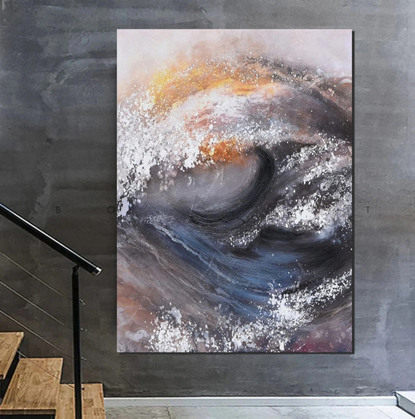 Living Room Modern Paintings, Big Wave Painting, Acrylic Canvas Paintings, Large Painting on Canvas, Modern Abstract Painting-artworkcanvas