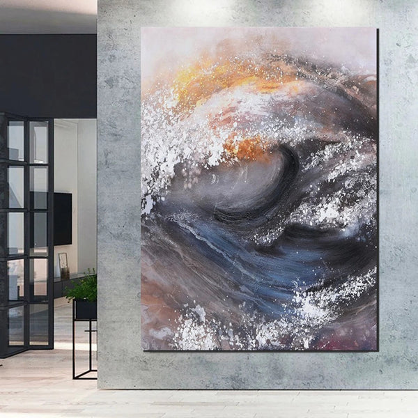 Living Room Modern Paintings, Big Wave Painting, Acrylic Canvas Paintings, Large Painting on Canvas, Modern Abstract Painting-artworkcanvas