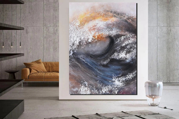 Living Room Modern Paintings, Big Wave Painting, Acrylic Canvas Paintings, Large Painting on Canvas, Modern Abstract Painting-artworkcanvas