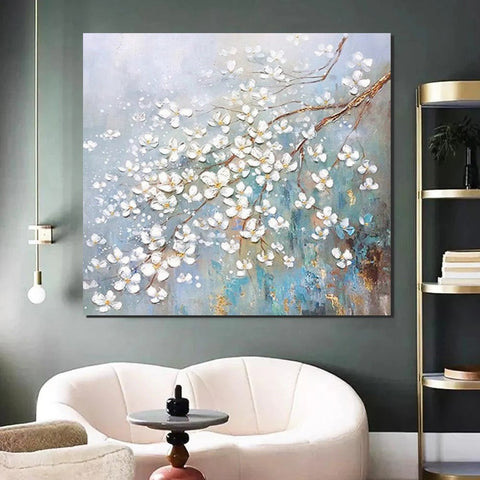 Abstract Flower Painting, Extra Large Abstract Paintings on Canvas, Hand Painted Abstract Painting, Bedroom Wall Art Ideas, Heavy Texture Painting-artworkcanvas