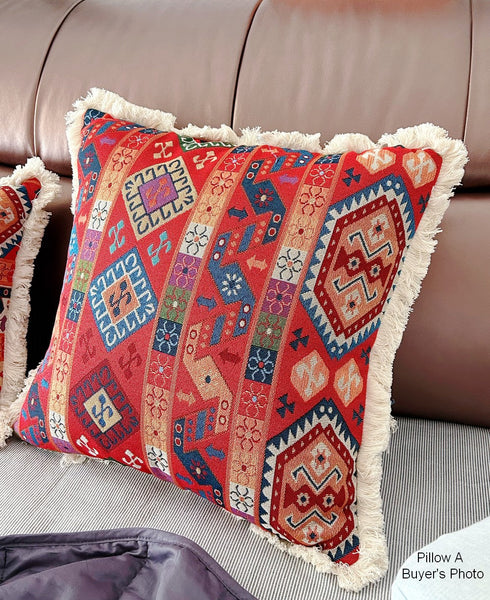 Bedroom Bohemian Decorative Sofa Pillows, Oriental Throw Pillow for Couch, Geometric Decorative Throw Pillows for Living Room (Copy)-artworkcanvas