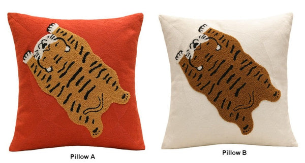 Contemporary Modern Sofa Pillow Covers, Square Modern Throw Pillows for Couch, Lovely Tiger Decorative Pillows for Children's Room, Decorative Pillows for Bedroom-artworkcanvas