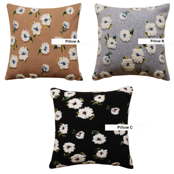 Square Modern Throw Pillows for Couch, Contemporary Modern Sofa Pillows, Flower Decorative Pillow Covers, Decorative Pillows for Bedroom-artworkcanvas