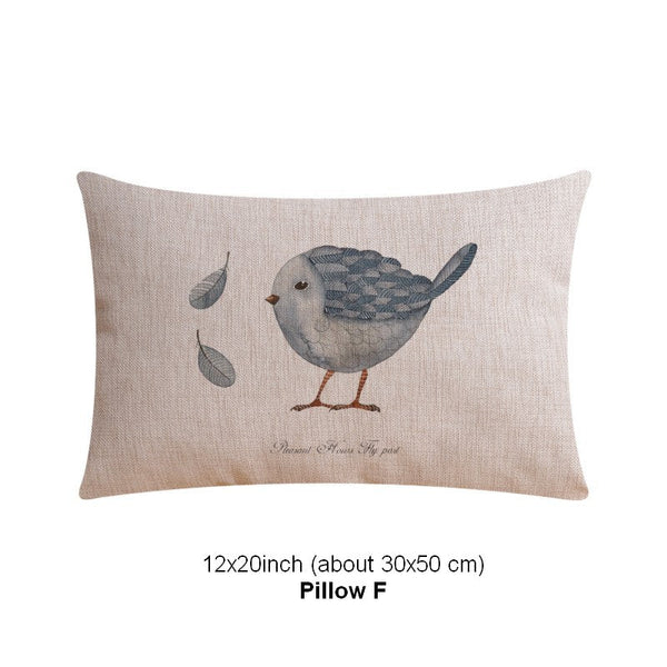 Simple Decorative Pillow Covers, Decorative Sofa Pillows for Children's Room, Love Birds Throw Pillows for Couch, Singing Birds Decorative Throw Pillows-artworkcanvas