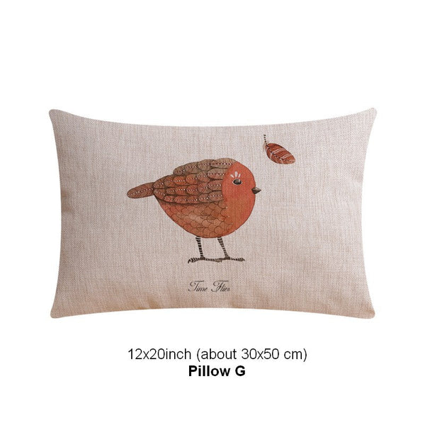 Simple Decorative Pillow Covers, Decorative Sofa Pillows for Children's Room, Love Birds Throw Pillows for Couch, Singing Birds Decorative Throw Pillows-artworkcanvas