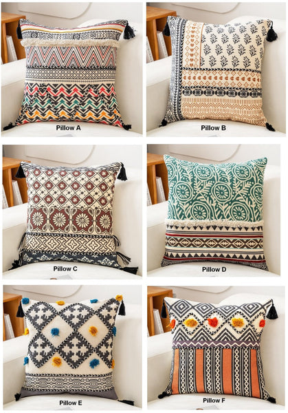 Oriental Square Pillows for Couch, Geometric Modern Pillows, Decorative Throw Pillows for Living Room, Bohemian Decorative Sofa Pillows-artworkcanvas