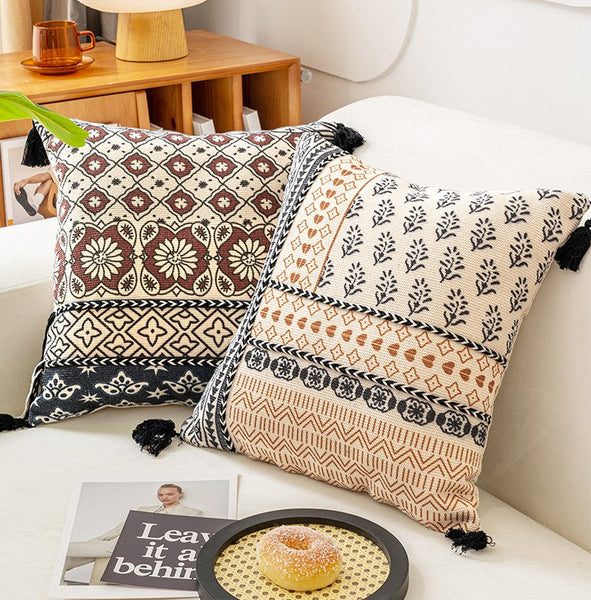 Oriental Square Pillows for Couch, Geometric Modern Pillows, Decorative Throw Pillows for Living Room, Bohemian Decorative Sofa Pillows-artworkcanvas