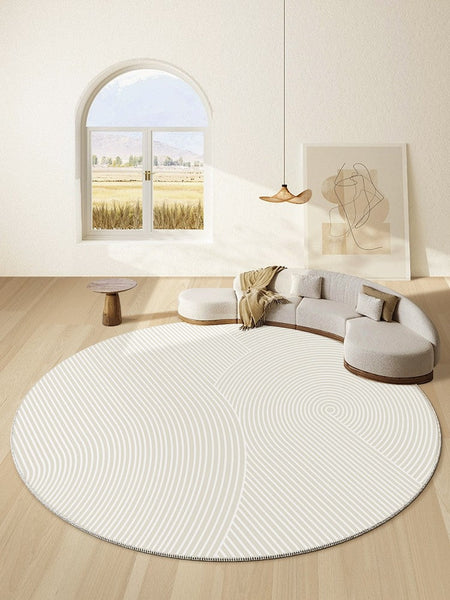 Abstract Contemporary Round Rugs for Dining Room, Soft Modern Rugs for Dining Room, Geometric Modern Rug Ideas for Living Room, Circular Modern Rugs for Bathroom-artworkcanvas