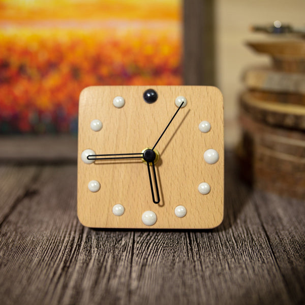 Handcrafted Beechwood Desk Clock: Artisan Designed, Eco-Friendly, Unique Home Decor Accent - Artisan-Made Wooden Table Clock - Gift Idea-artworkcanvas