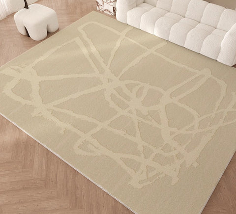 Large Modern Rugs for Living Room, Cream Modern Rugs for Bedroom, Modern Rugs for Dining Room, Abstract Geometric Modern Rugs-artworkcanvas