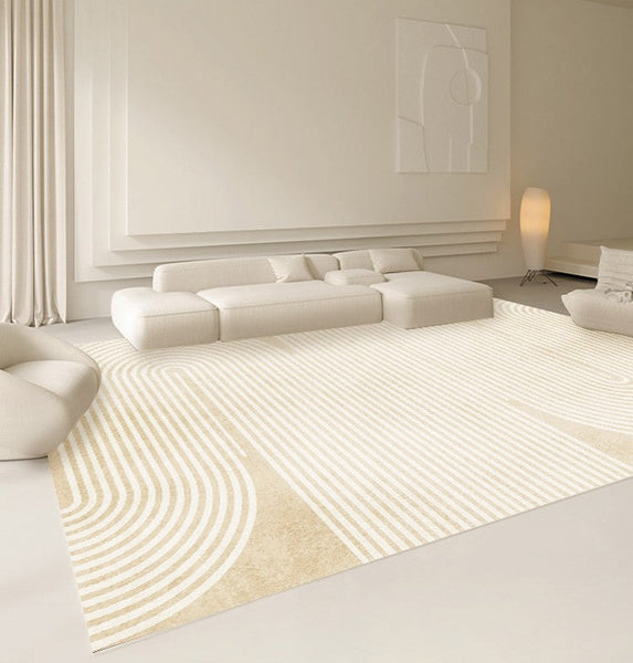 Cream Color Modern Living Room Rugs, Dining Room Modern Rugs, Thick Soft Modern Rugs for Living Room, Contemporary Rugs for Bedroom-artworkcanvas