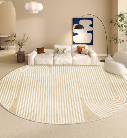 Contemporary Modern Rug Ideas for Living Room, Thick Round Rugs under Coffee Table, Modern Round Rugs for Dining Room, Circular Modern Rugs for Bedroom-artworkcanvas