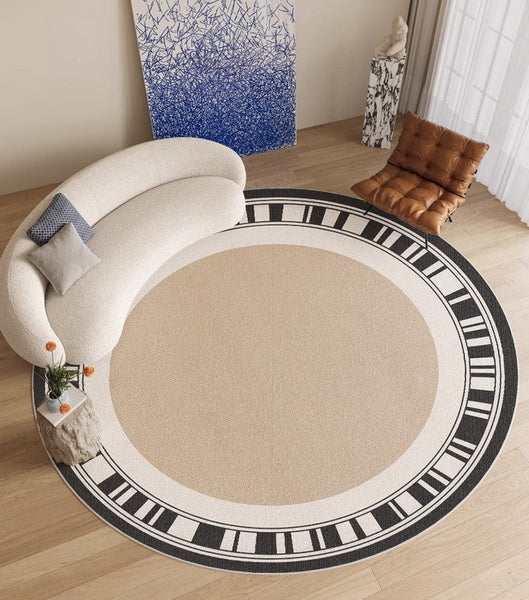 Modern Rug Ideas for Living Room, Contemporary Round Rugs, Bedroom Modern Round Rugs, Circular Modern Rugs under Dining Room Table-artworkcanvas