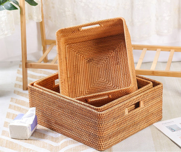 Laundry Storage Baskets, Rattan Storage Baskets for Kitchen, Storage Basket for Shelves, Kitchen Storage Basket, Storage Baskets for Bathroom-artworkcanvas