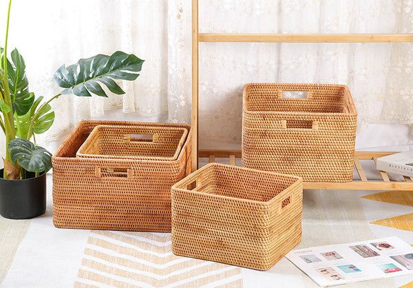 Laundry Storage Baskets, Rattan Storage Baskets for Kitchen, Storage Basket for Shelves, Kitchen Storage Basket, Storage Baskets for Bathroom-artworkcanvas