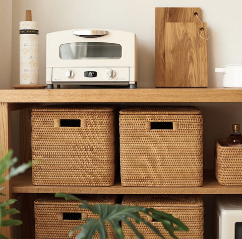 Storage Baskets for Toys, Rectangular Storage Basket for Shelves, Storage Basket with Lid, Storage Baskets for Bathroom, Storage Baskets for Clothes