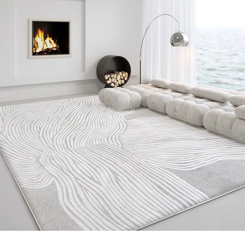 Modern Living Room Rugs, Grey Thick Soft Modern Rugs for Living Room, Dining Room Modern Rugs, Contemporary Rugs for Bedroom-artworkcanvas