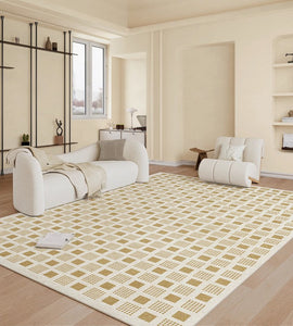 Dining Room Modern Floor Carpets, Modern Rug Ideas for Bedroom, Chequer Modern Rugs for Living Room, Contemporary Soft Rugs Next to Bed-artworkcanvas