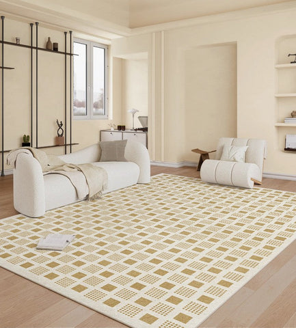 Dining Room Modern Floor Carpets, Modern Rug Ideas for Bedroom, Chequer Modern Rugs for Living Room, Contemporary Soft Rugs Next to Bed-artworkcanvas