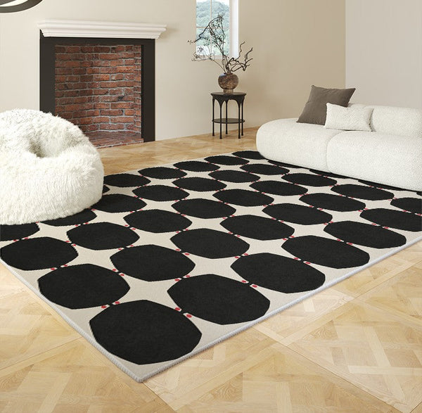 Dining Room Geometric Modern Rugs, Bedroom Modern Rugs, Black Modern Rugs for Living Room, Contemporary Modern Rugs under Coffee Table-artworkcanvas