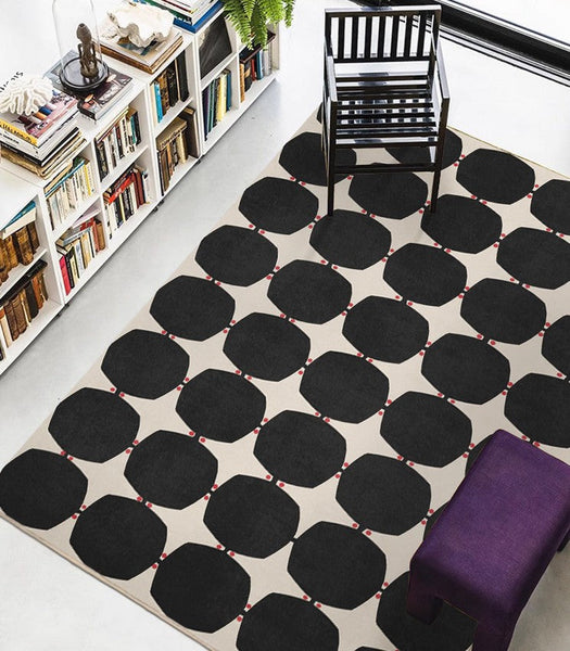 Dining Room Geometric Modern Rugs, Bedroom Modern Rugs, Black Modern Rugs for Living Room, Contemporary Modern Rugs under Coffee Table-artworkcanvas