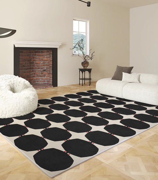 Dining Room Geometric Modern Rugs, Bedroom Modern Rugs, Black Modern Rugs for Living Room, Contemporary Modern Rugs under Coffee Table-artworkcanvas