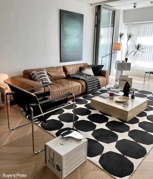 Dining Room Geometric Modern Rugs, Bedroom Modern Rugs, Black Modern Rugs for Living Room, Contemporary Modern Rugs under Coffee Table-artworkcanvas