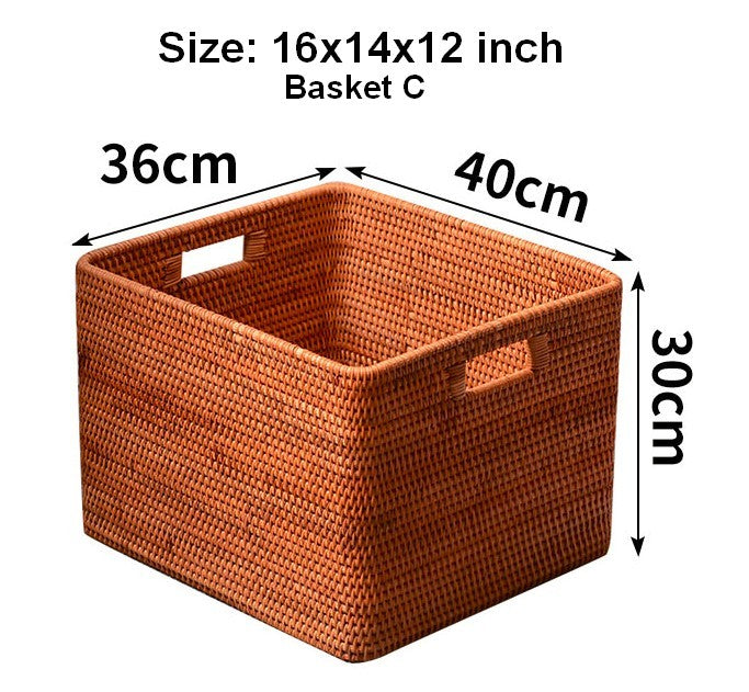 Large Rectangular Woven Storage Baskets, 18x11.9x6.3-in.