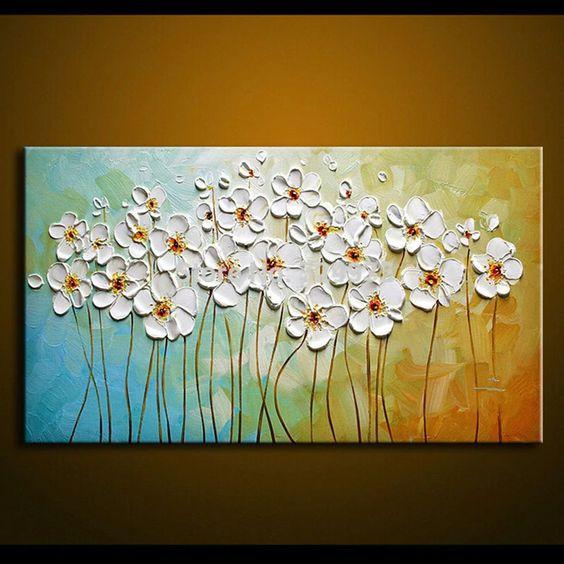 The spring flower, abstract flower painting, palette knife painting, original modern art, factory modern art, small paintings