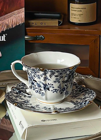 French Style China Porcelain Tea Cup Set, Unique Tea Cup and Saucers, Royal Ceramic Cups, Elegant Vintage Ceramic Coffee Cups for Afternoon Tea-artworkcanvas