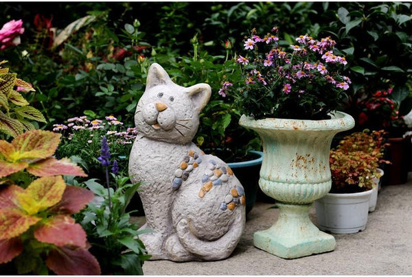 Large Lovely Cat Statue for Garden Courtyard Ornament, Animal Statue, Villa Outdoor Decor Gardening Ideas-artworkcanvas