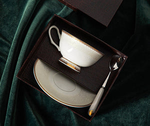 Two Strong Cups Of Coffee In Fancy Cups And Saucers Stock Photo