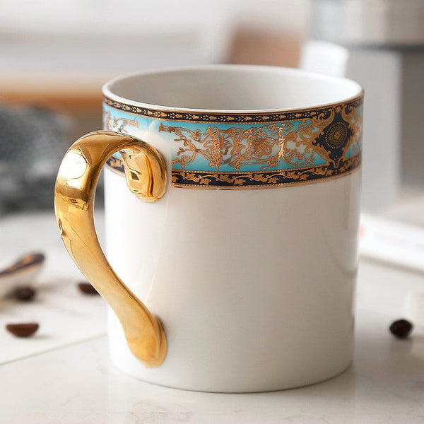 Elegant Ceramic Coffee Mug, Beautiful British Tea Cups, Large Royal Bone China Porcelain Mug, Large Capacity Ceramic Mugs for Office-artworkcanvas