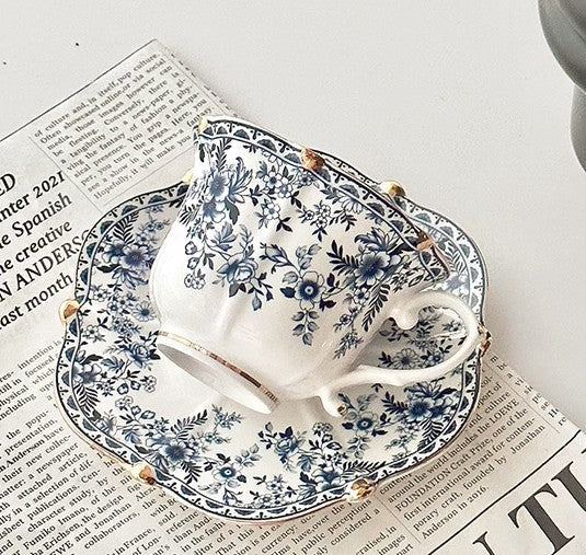 French Style China Porcelain Tea Cup Set, Unique Tea Cup and Saucers, Royal Ceramic Cups, Elegant Vintage Ceramic Coffee Cups for Afternoon Tea-artworkcanvas