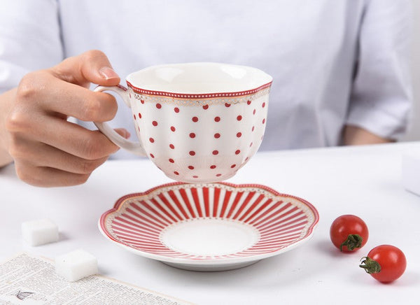 Creative Bone China Porcelain Tea Cup Set, Elegant Modern Ceramic Coffee Cups, Unique Porcelain Cup and Saucer, Afternoon British Tea Cups-artworkcanvas