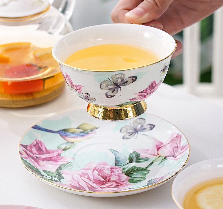 Unique Afternoon Tea Cups and Saucers in Gift Box, Royal Bone China Po