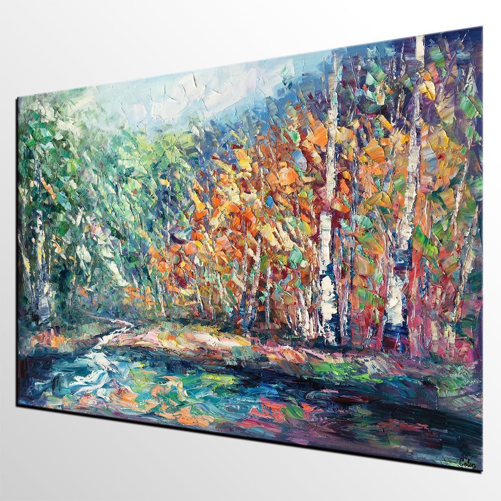 Landscape Painting, Autumn Tree Wall Art, Large Canvas Art, Custom Lar ...