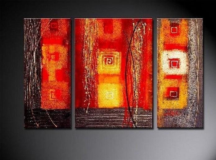 Red Abstract Painting, Bedroom Wall Art, Large Painting, Living Room W ...