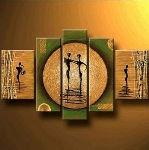 Canvas Art, 5 Piece Canvas Art, African Woman Painting, Abstract Art, Canvas Painting, Abstract Painting of Love-artworkcanvas