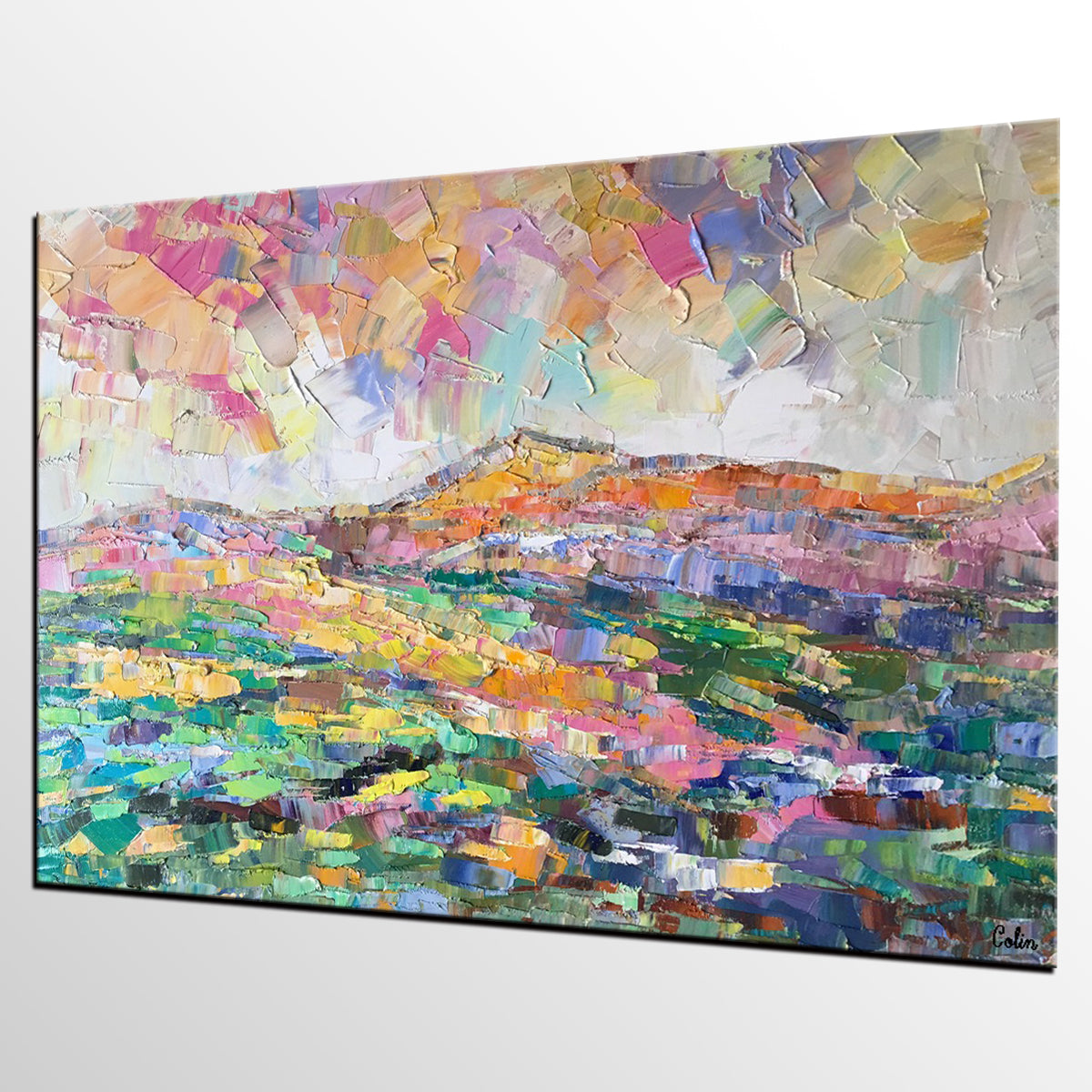 Abstract Mountain Landscape Painting, Custom Landscape Painting on Can ...