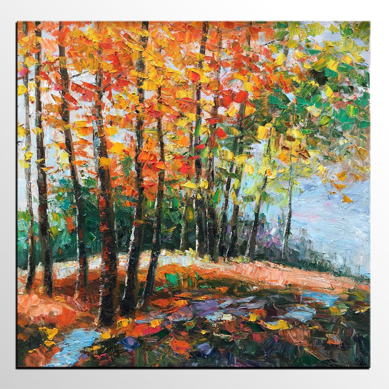 abstract fall tree paintings
