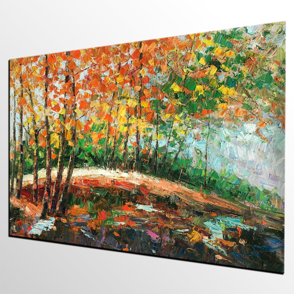 Abstract Landscape Art, Autumn Tree Painting, Large Painting, Bedroom ...