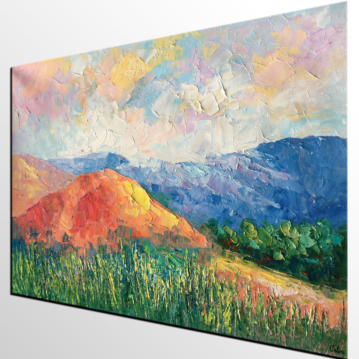 Abstract Art Painting, Mountain Landscape Painting, Landscape Oil Pain ...