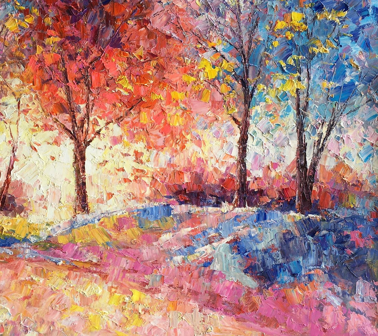 Oil Painting of Autumn Scenes, Autumn Landscape Original Oil Paintings on Canvas, Abstract Tree Painting cheapest Original