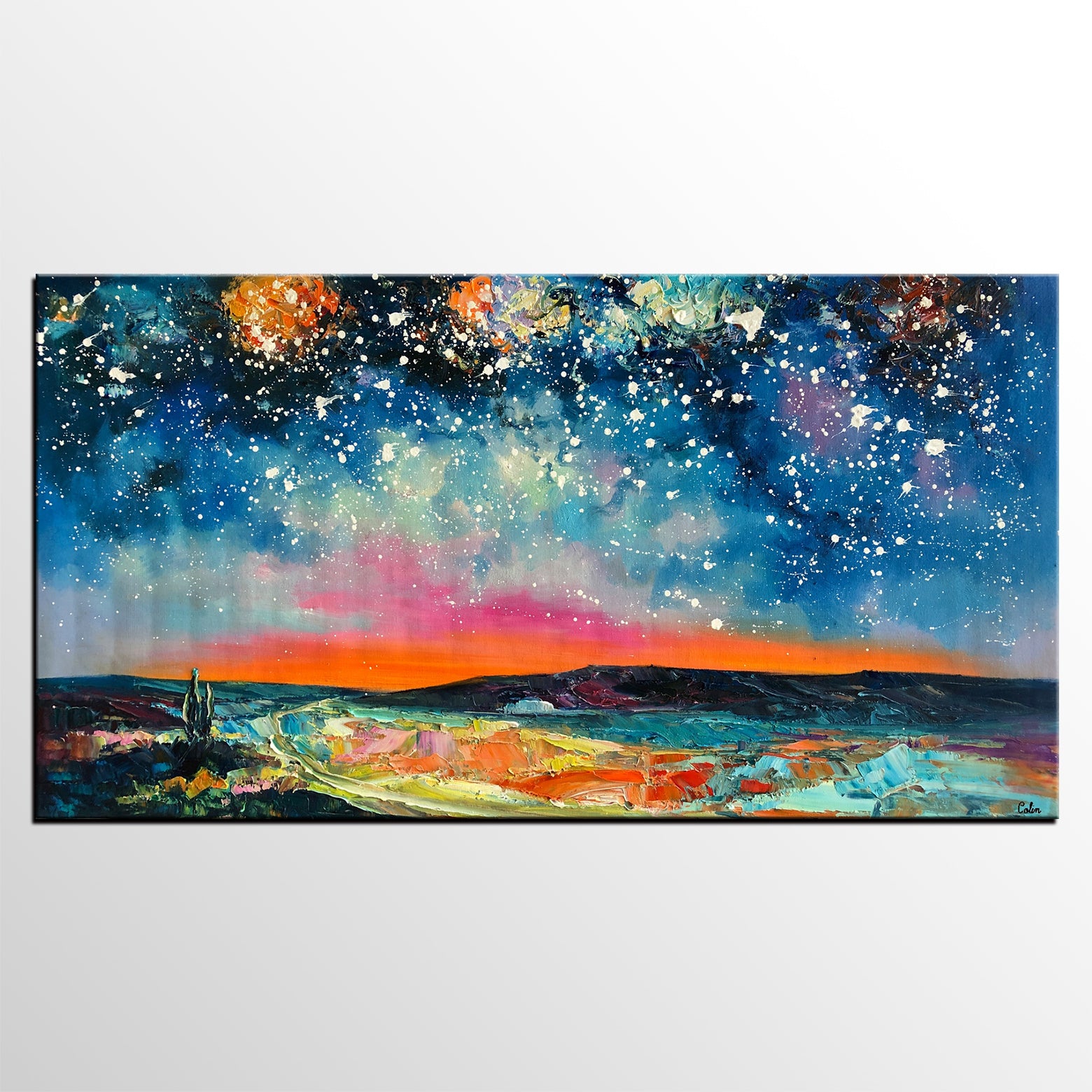 starry night sky painting