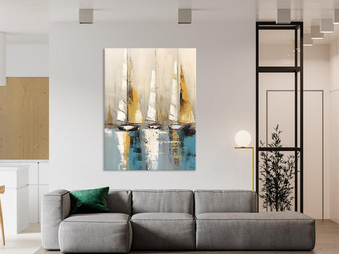 Large Painting Ideas for Living Room, Large Original Canvas Art for Bedroom, Sail Boat Canvas Painting, Modern Abstract Wall Art Paintings-artworkcanvas